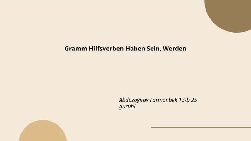 Gramm Hilfsverben Haben Sein, Werden