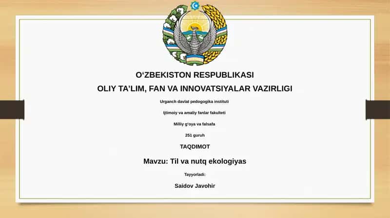 Til va nutq ekologiyasi