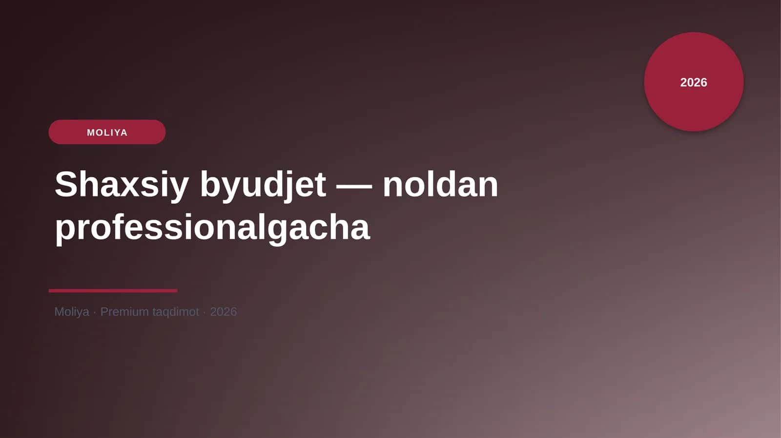 Shaxsiy byudjet — noldan professionalgacha