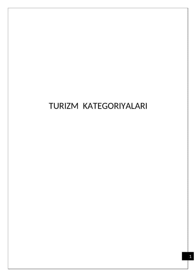 Turizm Kategoriyalari