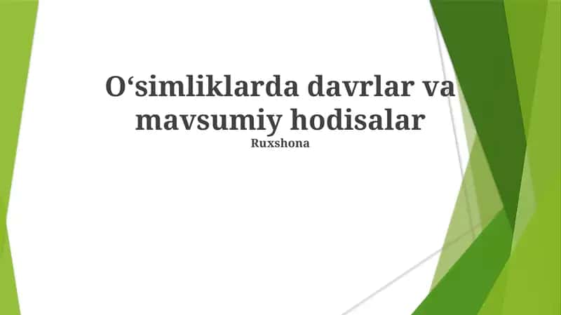 Oʻsimliklarda davrlar va mavsumiy hodisalar
