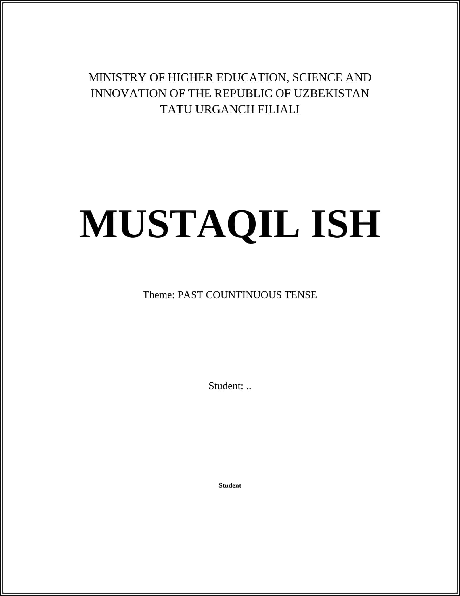 PAST COUNTINUOUS TENSE
