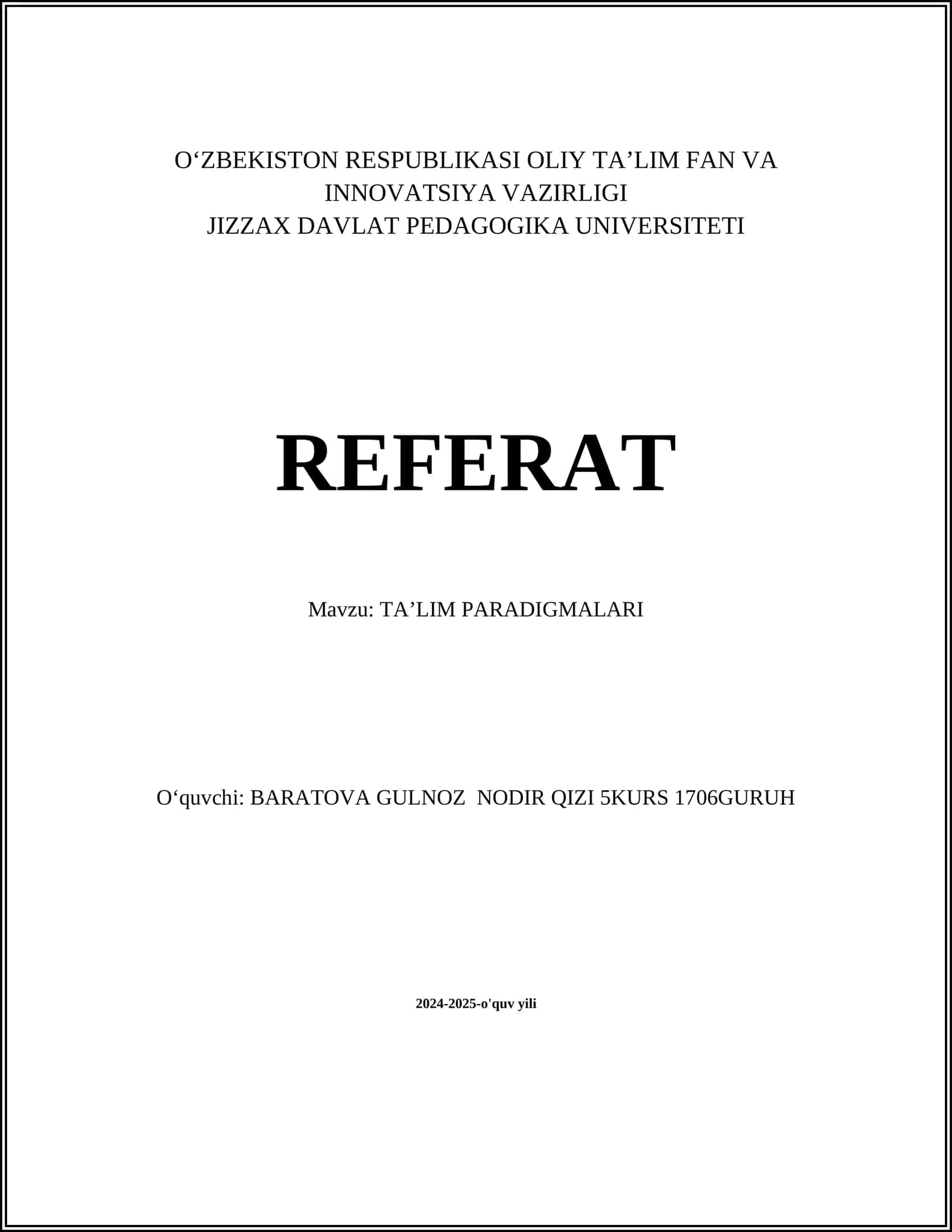 TAʼLIM PARADIGMALARI