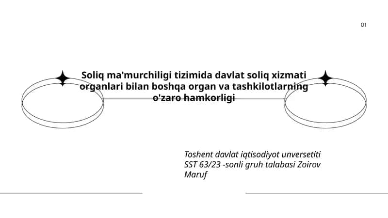 Soliq ma'murchiligi tizimida davlat soliq xizmati organlari bilan boshqa organ va tashkilotlarning o'zaro hamkorligi