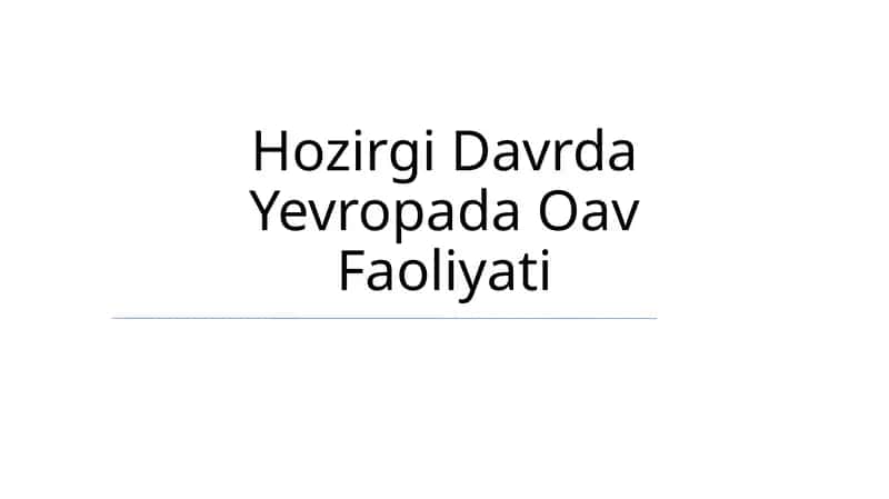 Zamonaviy Evropadagi media landshaft