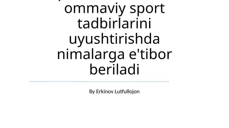 Turmush Tarzi va Sportga Qiziqishni Oshirish