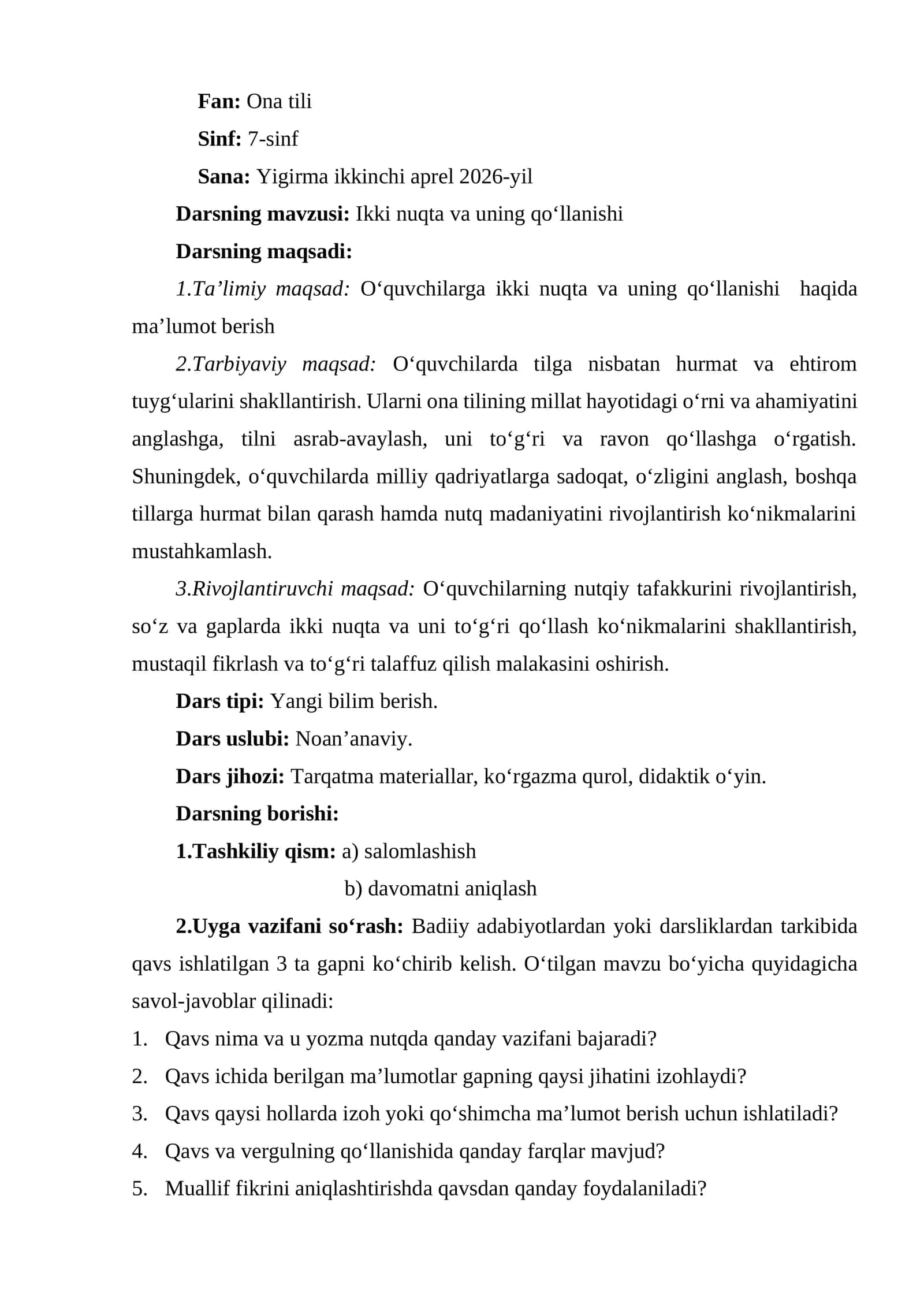 Ikki nuqta va uning qoʻllanishi
