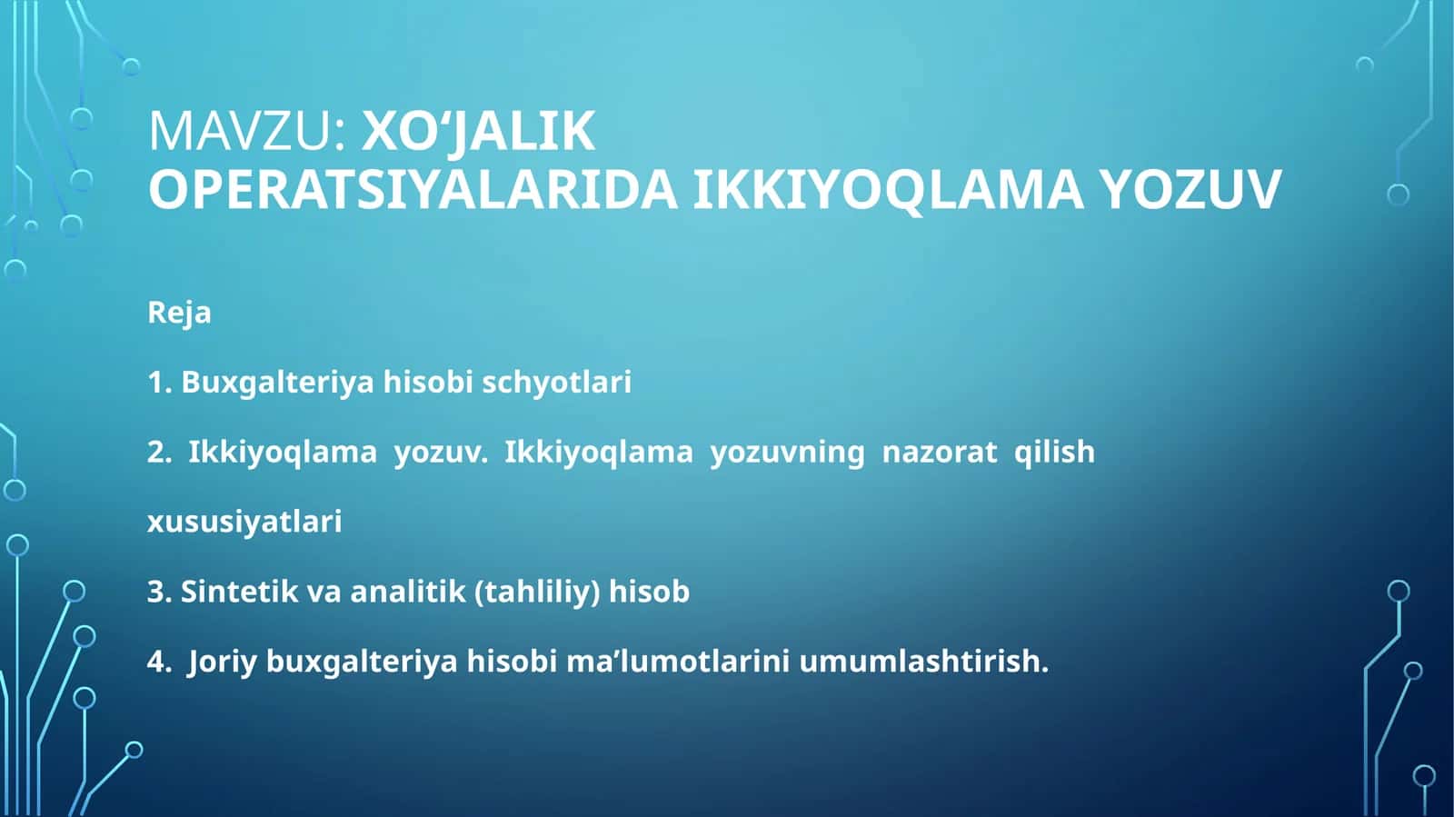 Xo‘jalik operatsiyalarida ikkiyoqlama yozuv