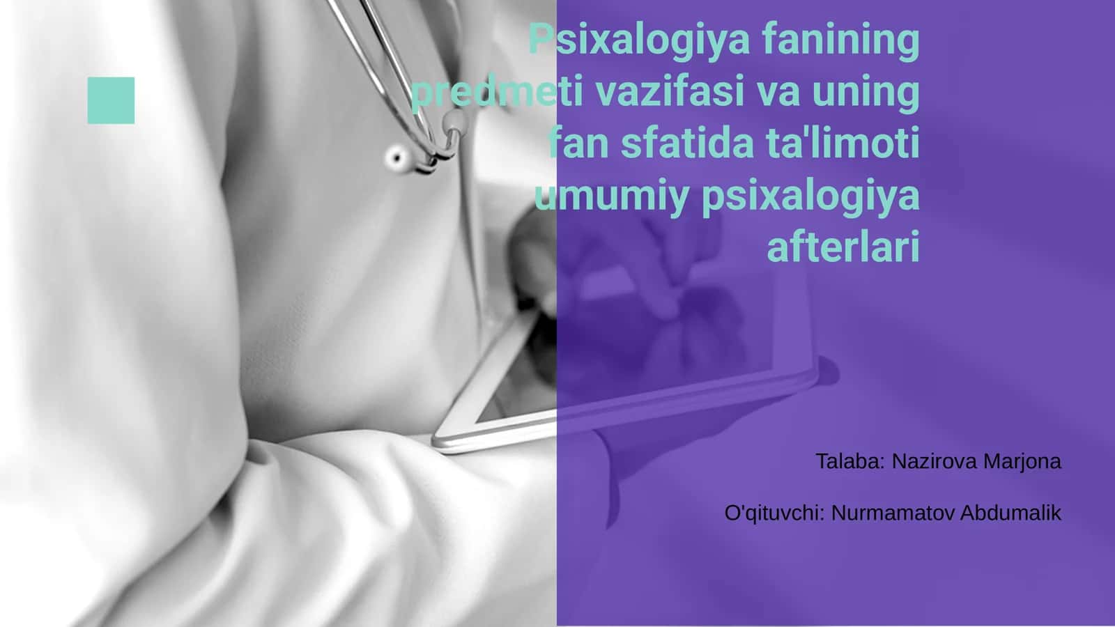 Psixalogiya fanining predmeti