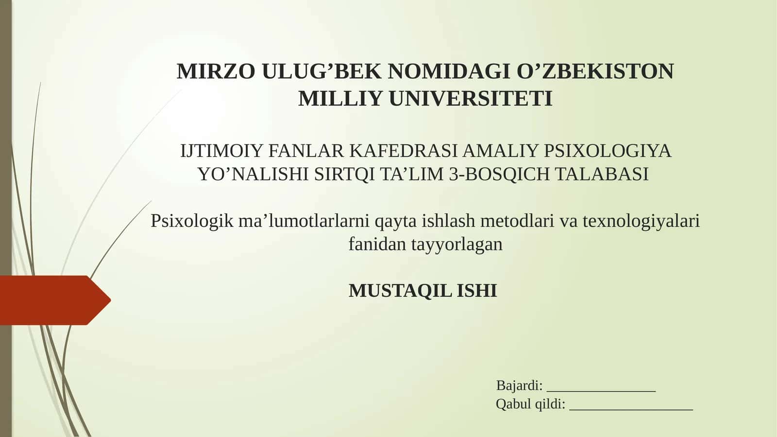 Psixologik ma’lumotlarni qayta ishlash metodlari va texnologiyalari