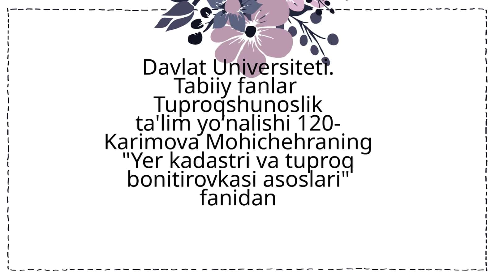 Yer kadastri va tuproq bonitirovkasi asoslari