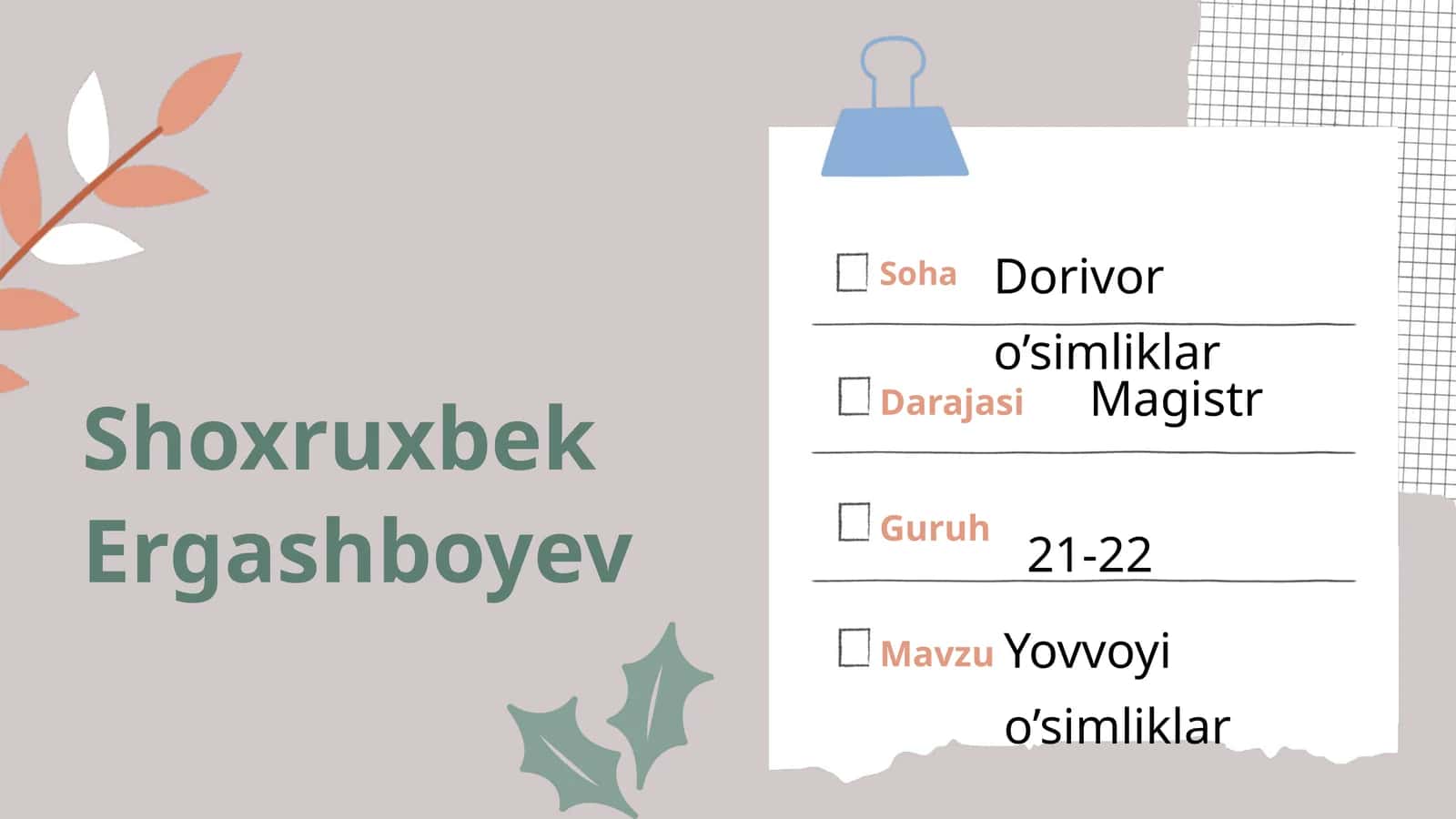 Yovvoyidorivor O’simliklari