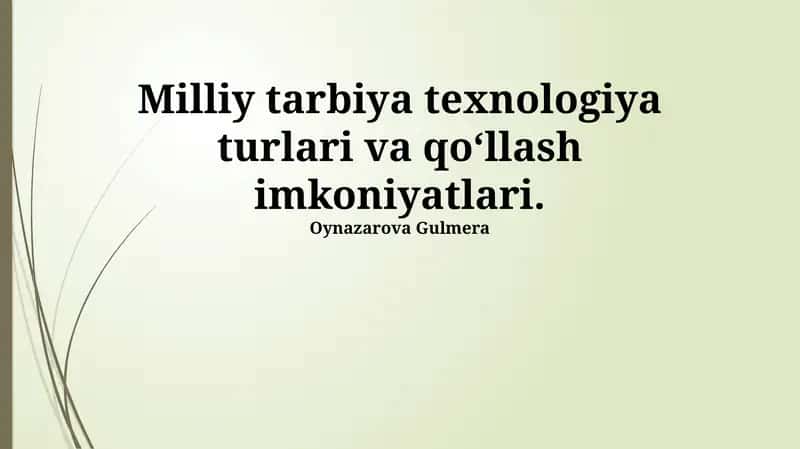 Milliy Ta'lim Texnologiyalari