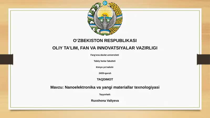Nanoelektronika va yangi materiallar texnologiyasi