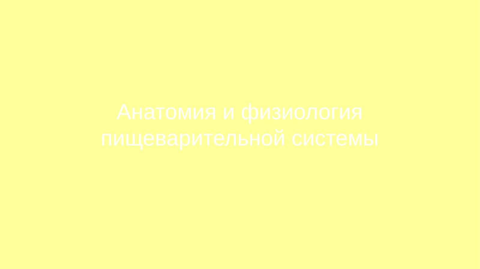 Анатомия и физиология пищеварительной системы