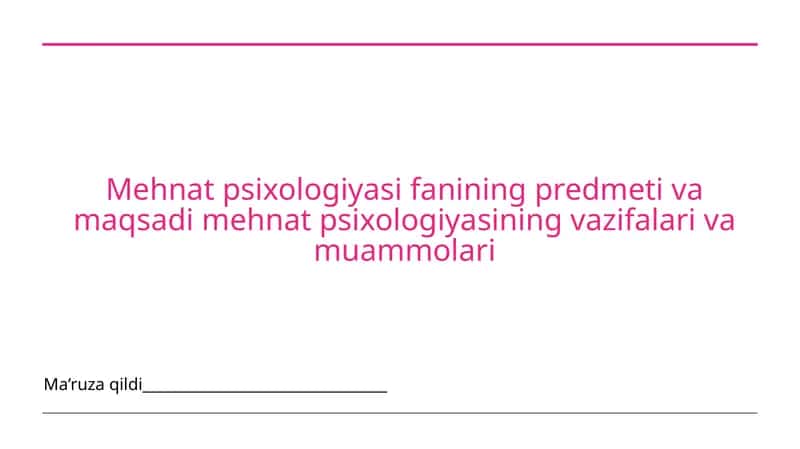 Mehnat psixologiyasi