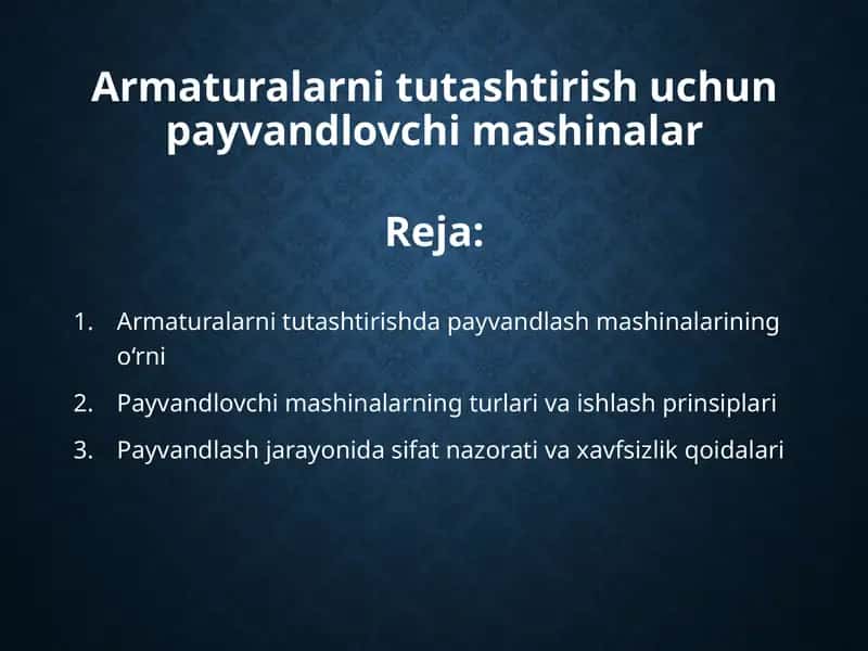 Armaturalarni tutashtirish uchun payvandlovchi mashinalar