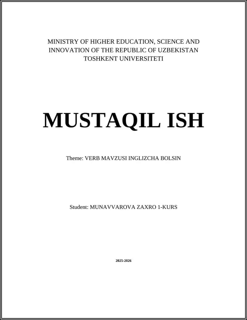 VERB MAVZUSI INGLIZCHA BOLSIN