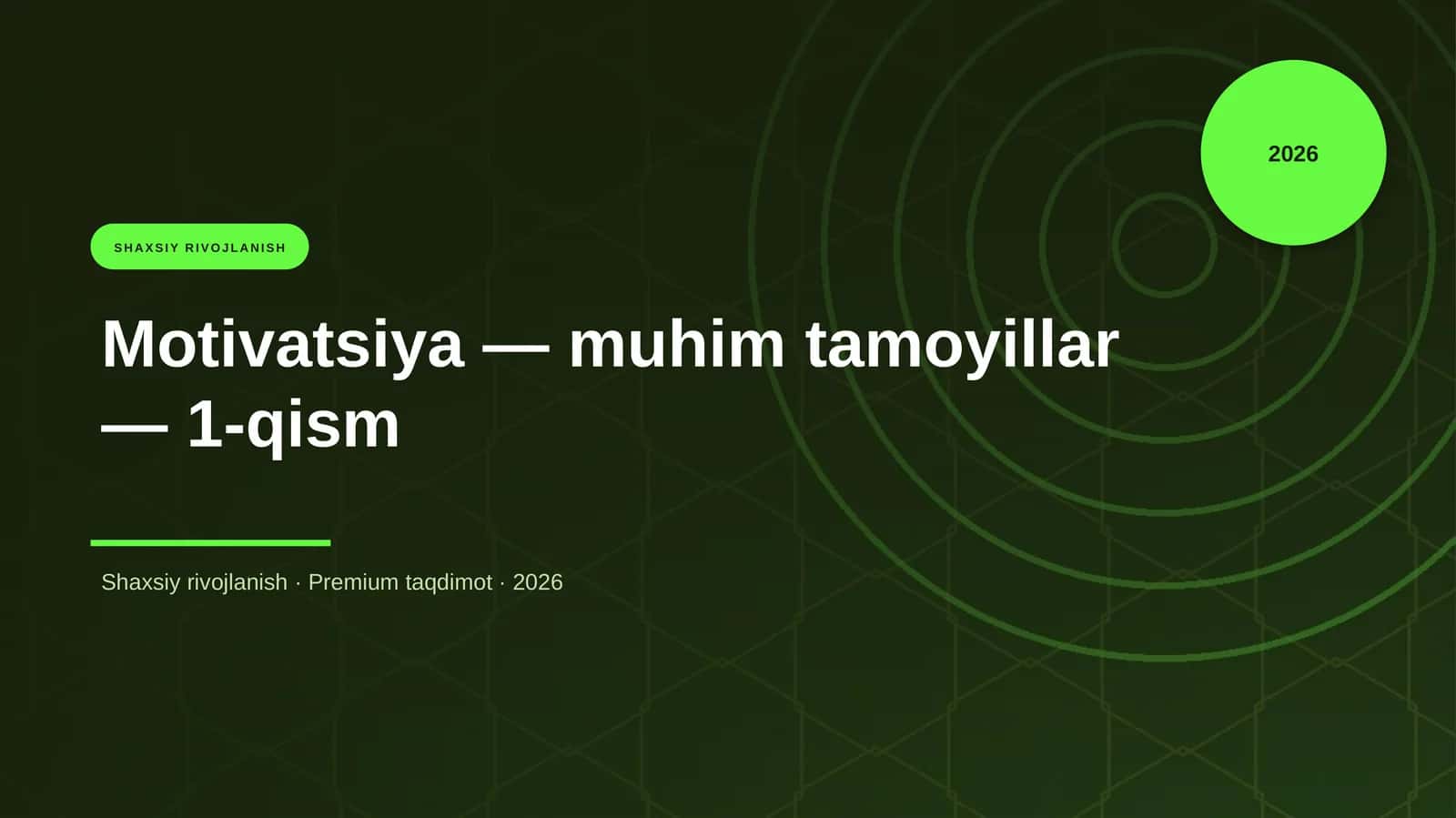 Motivatsiya — muhim tamoyillar — 1-qism