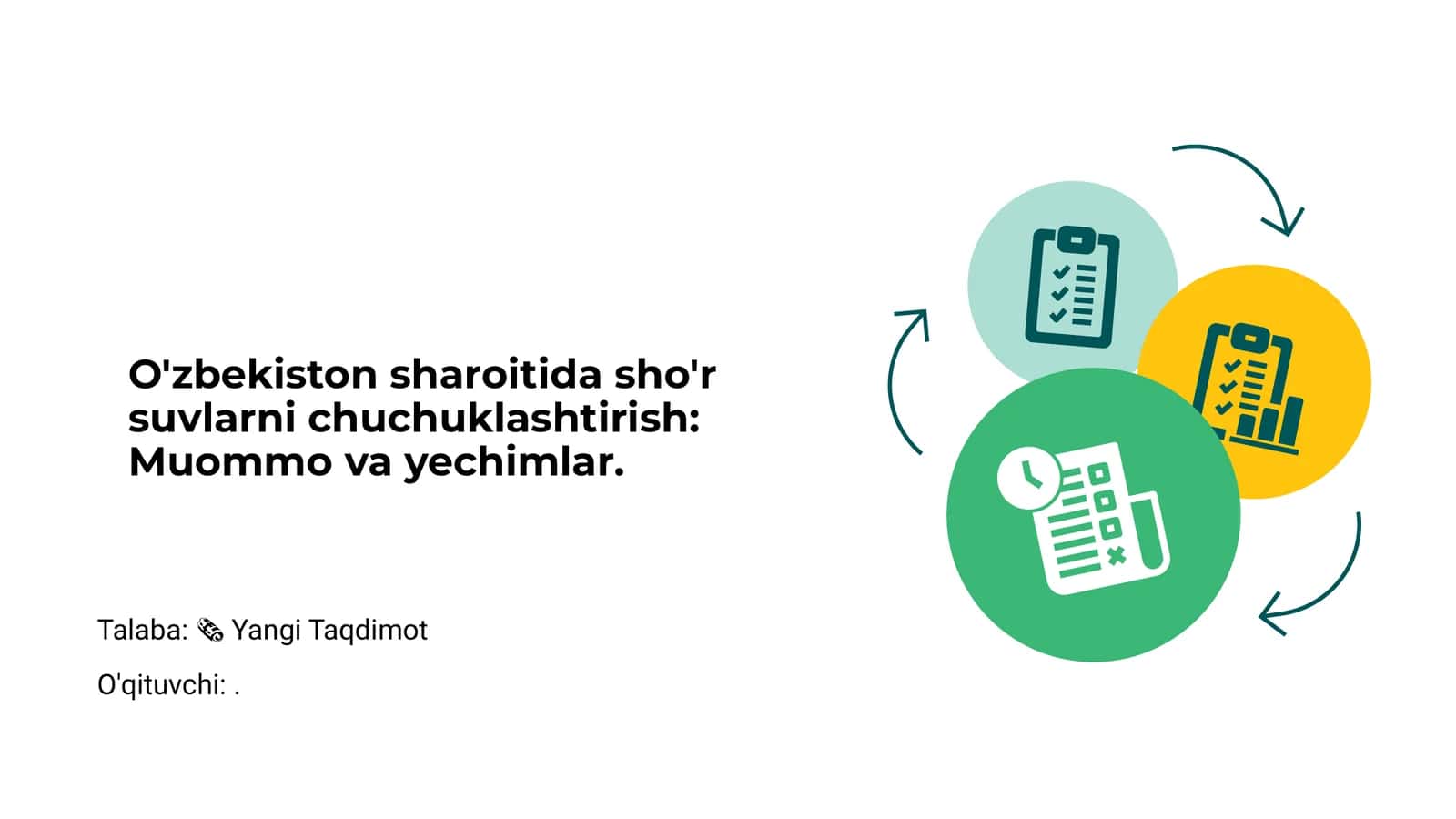 O'zbekiston sharoitida sho'r suvlarni chuchuklashtirish: Muommo va yechimlar