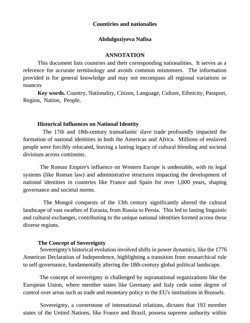 Countiries and nationalies