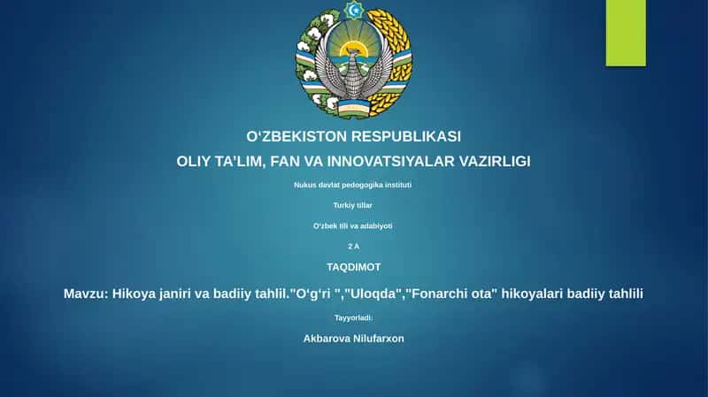 Hikoya janiri va badiiy tahlil