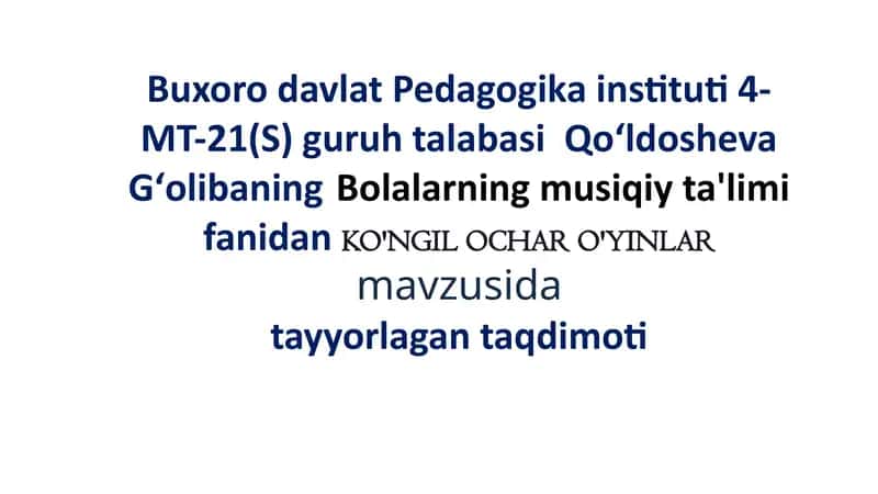KO'NGIL OCHAR O'YINLAR