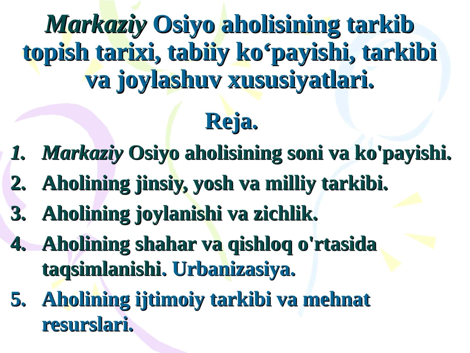 MarkaziyOsiyo aholisining tarkib topish tarixi