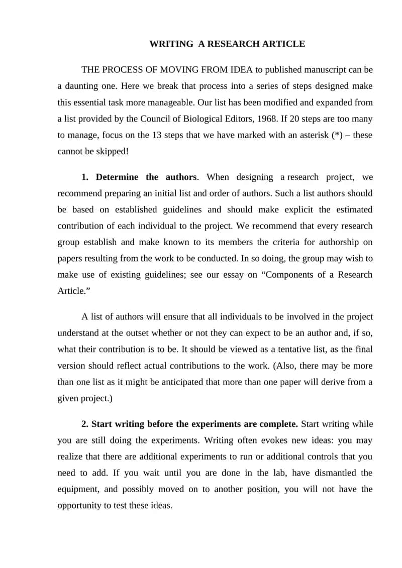 Writing a Research Article