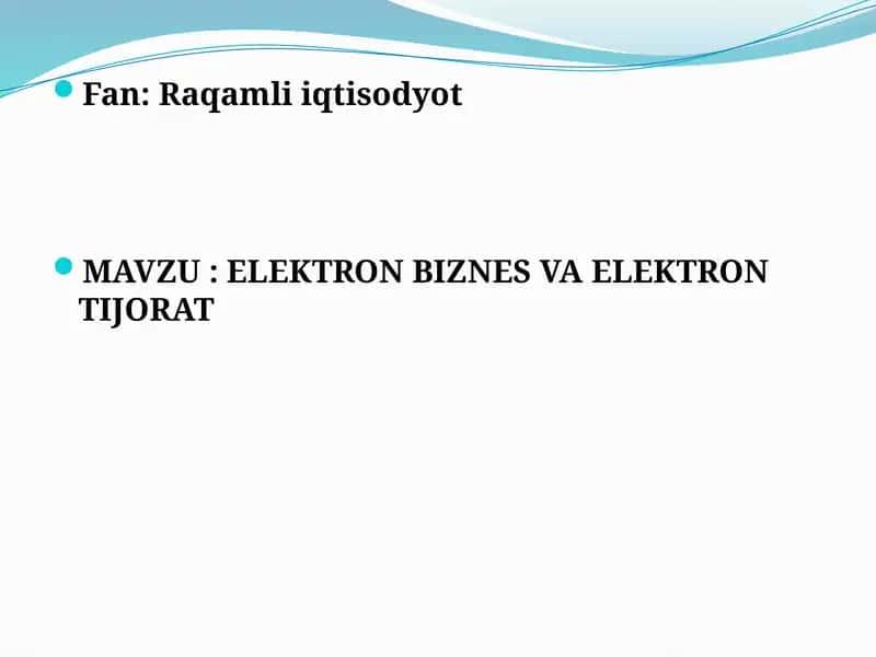 Elektron Biznes va Elektron Tijorat