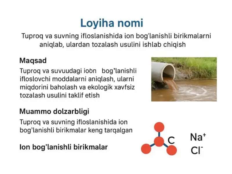 Suv va tuproqning ionlar bilan ifloslanishi