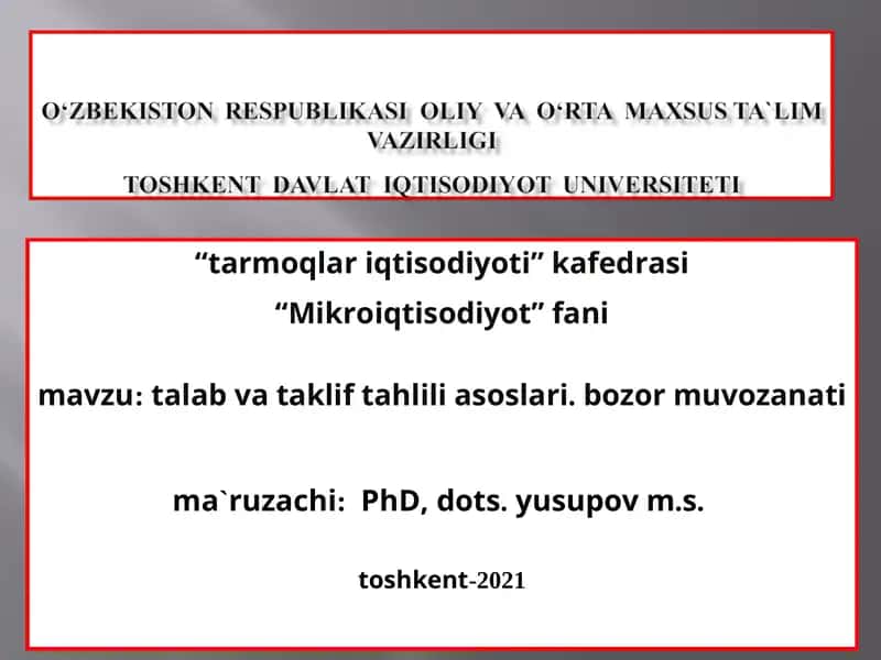 talab va taklif tahlili asoslari