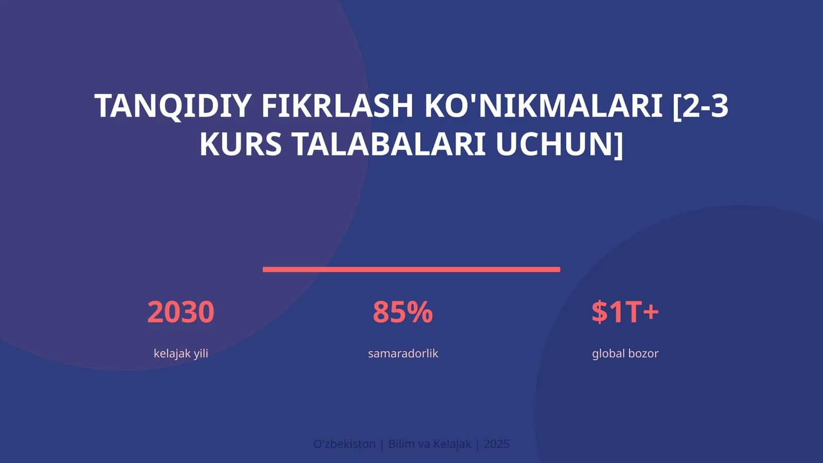 Tanqidiy fikrlash ko'nikmalari [2-3 kurs talabalari uchun]