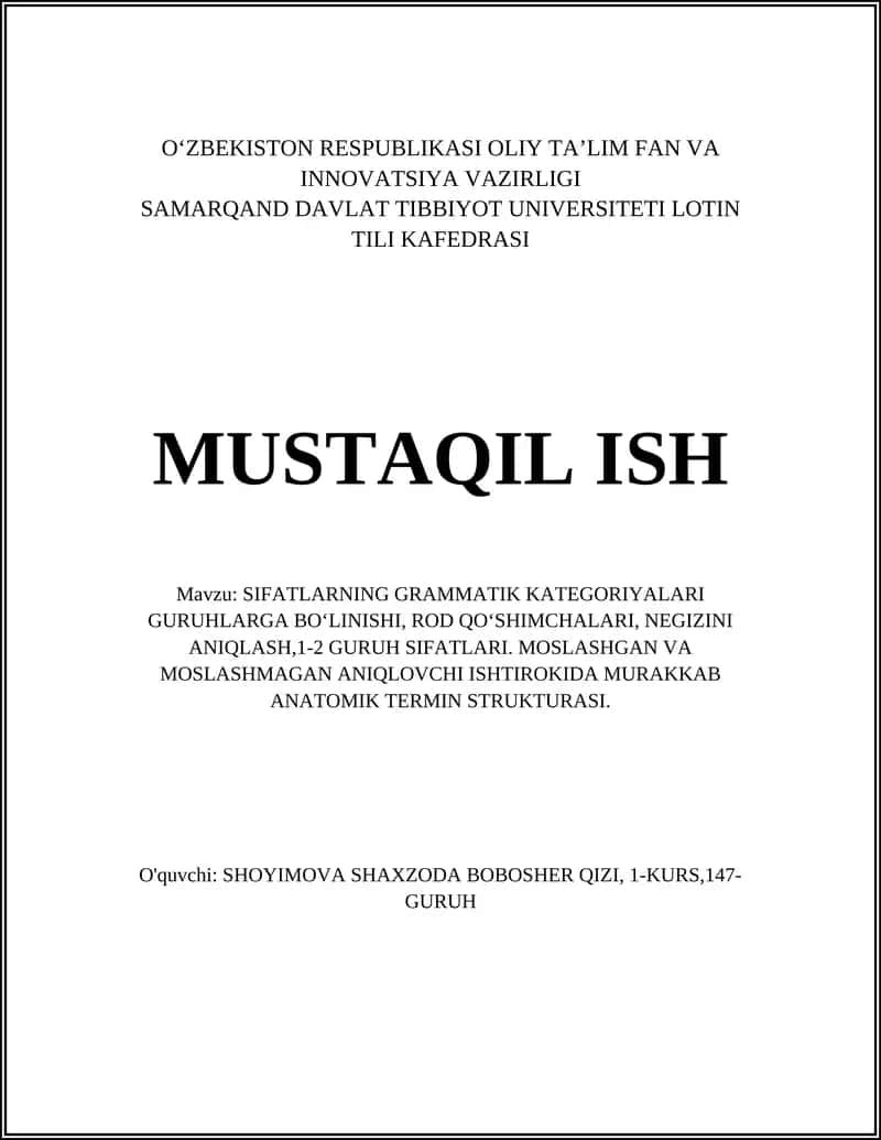 Sifatlarning grammatik kategoriyalari