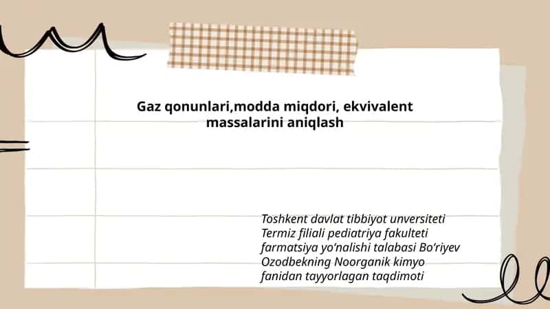 Noorganik kimyo fanidan tayyorlagan taqdimoti