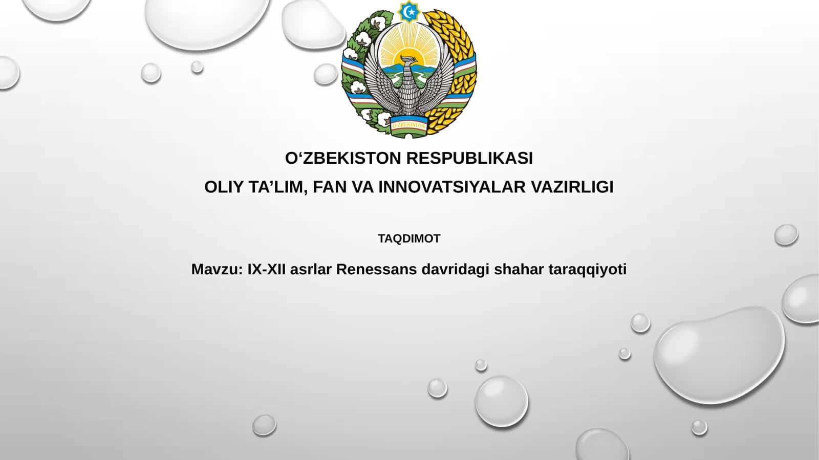 IX-XIIasrlarRenessansdavridagishahartaraqqiyoti