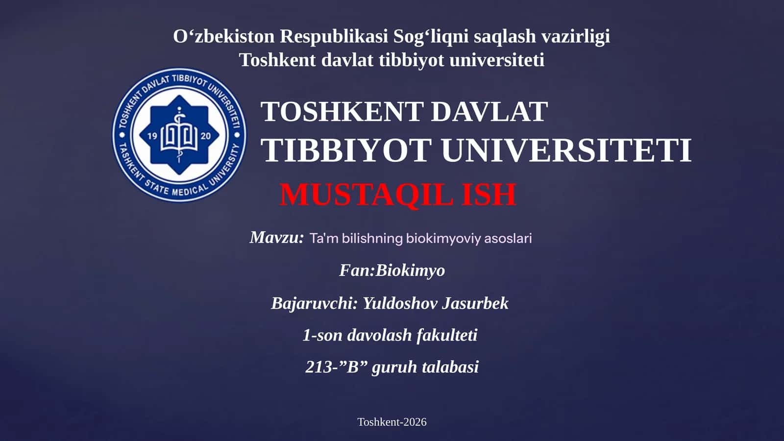 Ta'm bilishning biokimyoviy asoslari