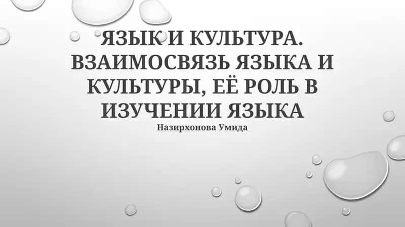 ЯЗЫК И КУЛЬТУРА. ВЗАИМОСВЯЗЬ ЯЗЫКА И КУЛЬТУРЫ, ЕЁ РОЛЬ В ИЗУЧЕНИИ ЯЗЫКА