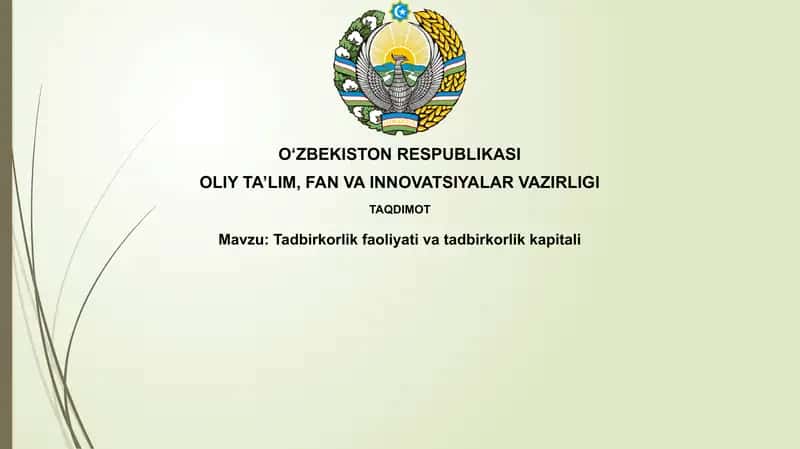 Tadbirkorlik faoliyati va tadbirkorlik kapitalining mohiyati