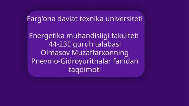 Pnevmo-Gidroyuritnalar fanida