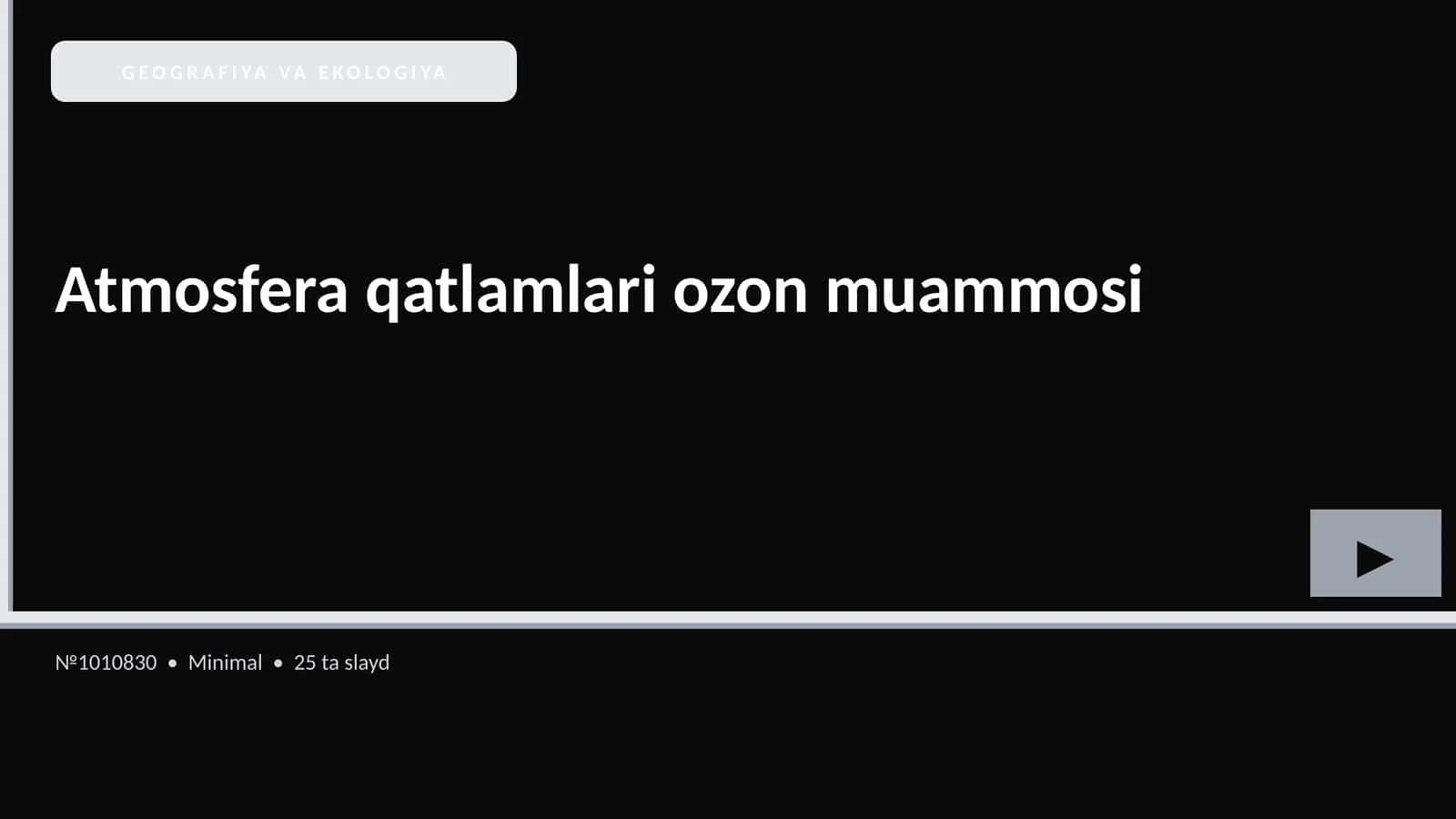 Atmosfera qatlamlari ozon muammosi