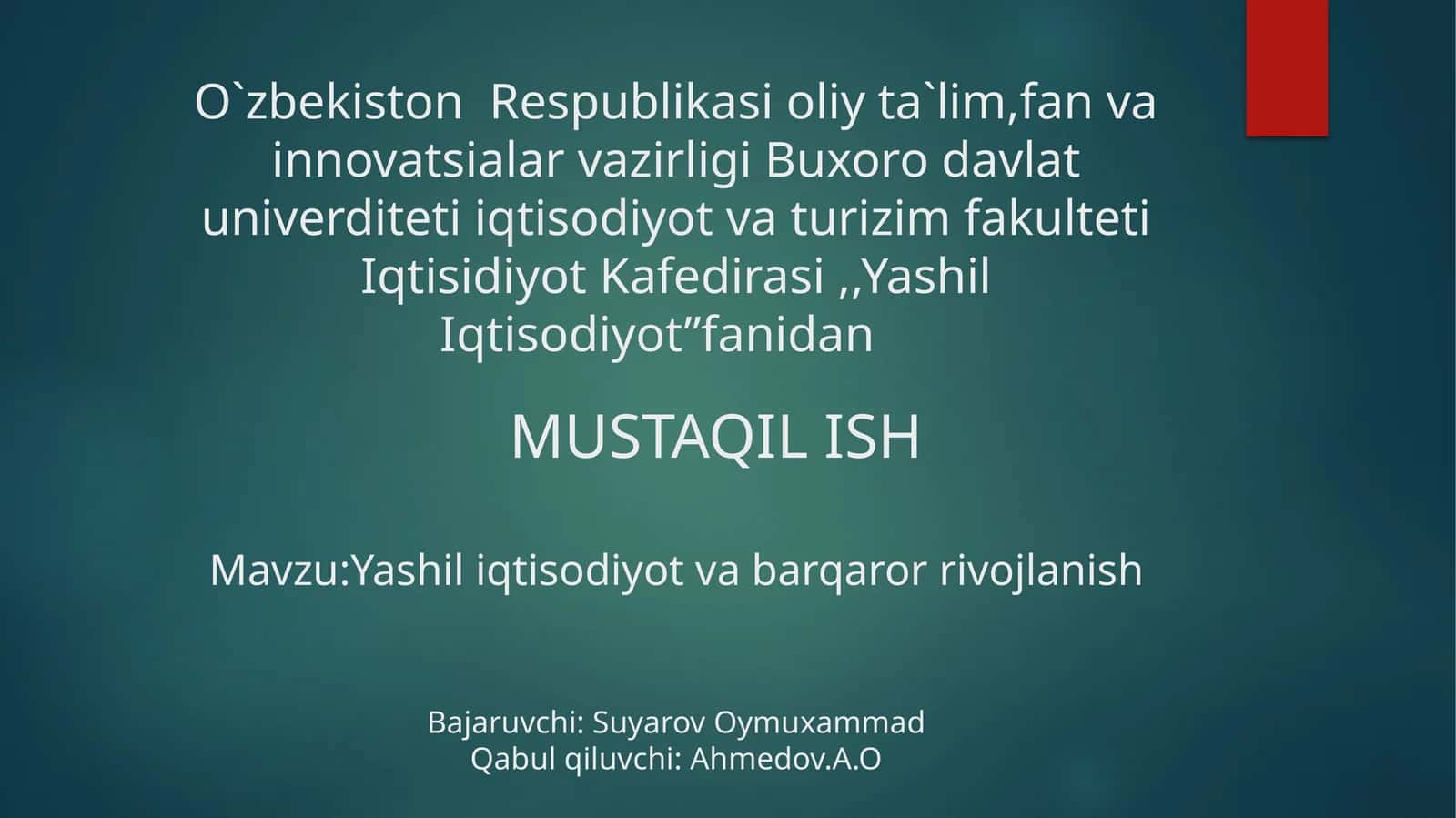 Yashil iqtisodiyot asoslari