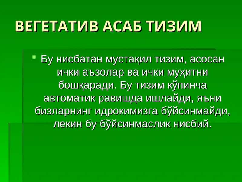 Вегетатив асаб тизим