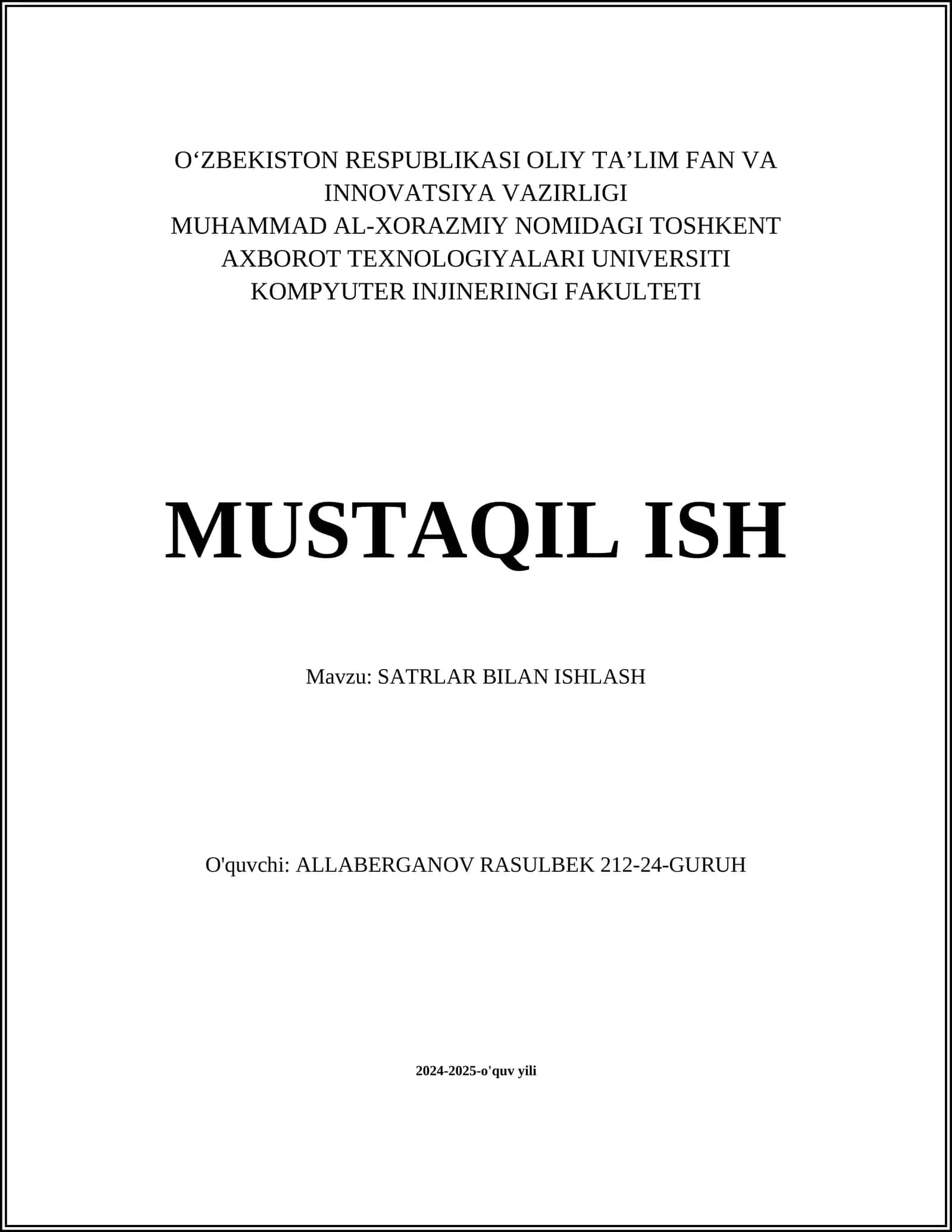 SATRLAR BILAN ISHLASH