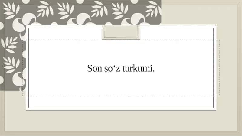 Son so‘z turkumi