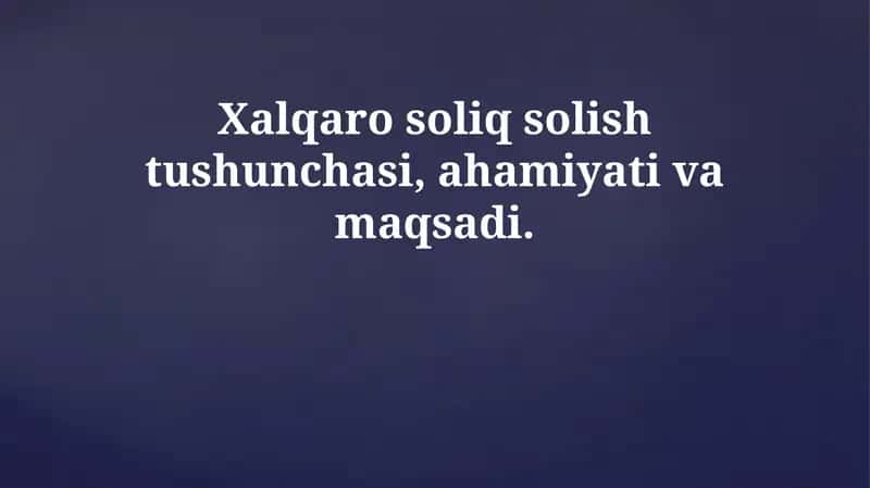Xalqaro soliq solish