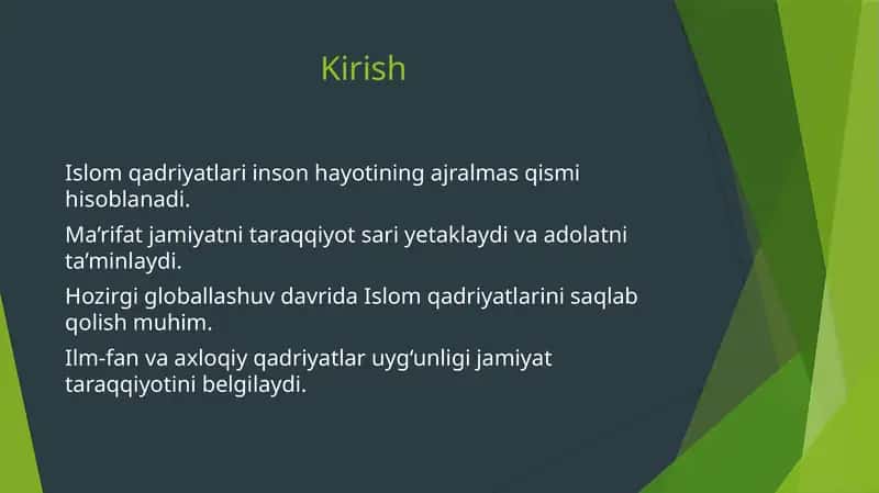 Islom qadryatlari
