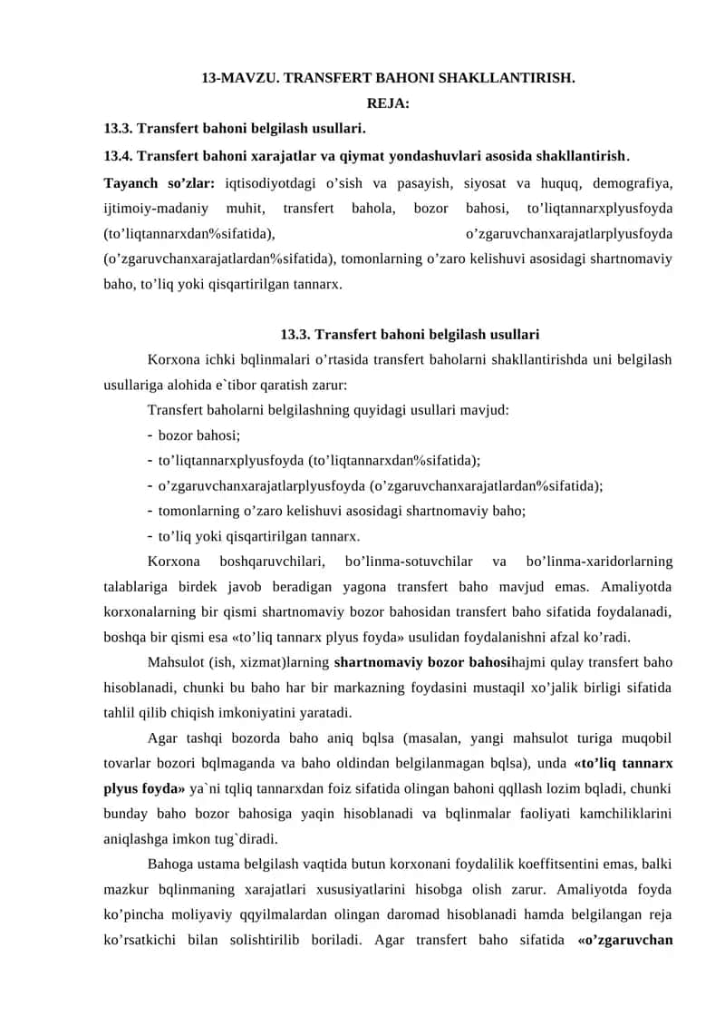 TRANSFERT BAHONI SHAKLLANTIRISH