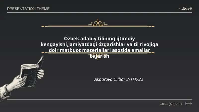 Ózbek adabiy tilining ijtimoiy kengayishi,jamiyatdagi ózgarishlar va til rivojiga doir matbuot materiallari asosida amallar bajarish