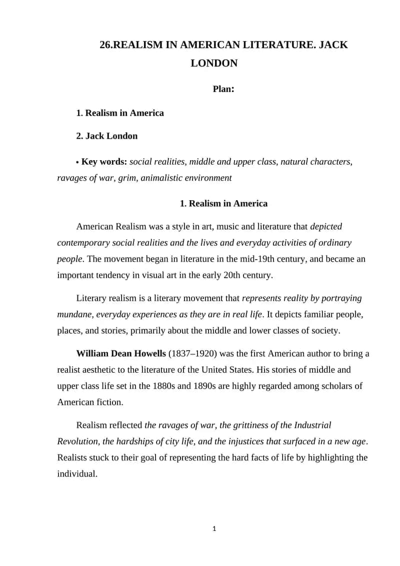 Realism in American Literature